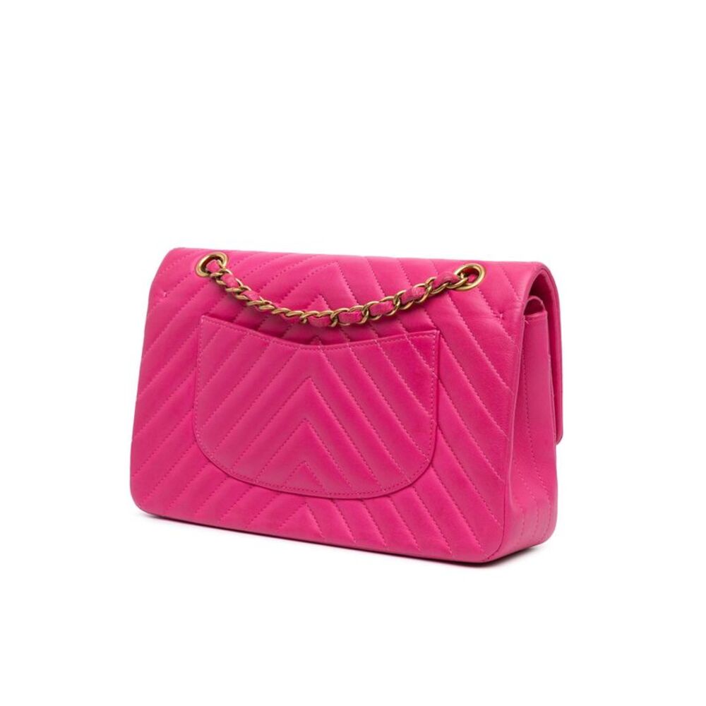 Pre Loved Chanel Chevron Quilted Classic Flap Bag Women Pink Shoulder Bags - Picture 2 of 8
